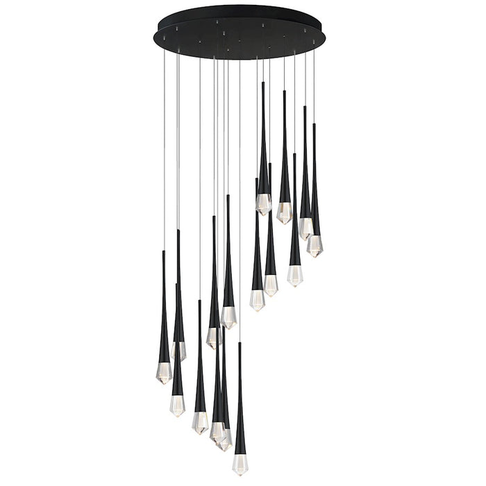 ET2 Lighting Pierce 16 Light LED Chandelier, Black/Clear Crystal - E24230-122BK