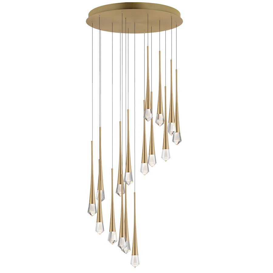 ET2 Lighting Pierce 16 Light LED Chandelier, Gold/Clear Crystal - E24230-122GLD