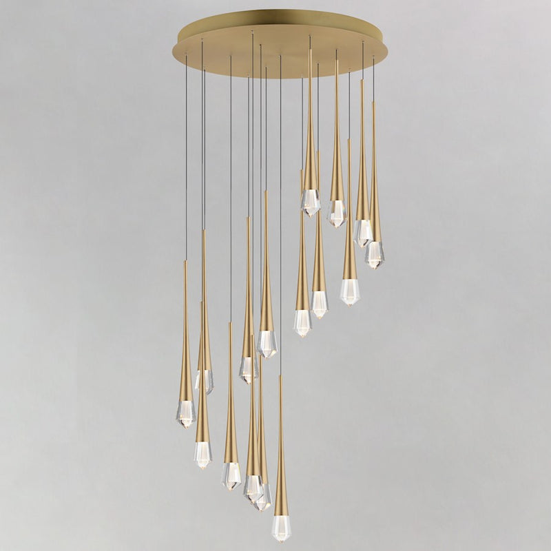 ET2 Lighting Pierce 16 Light LED Chandelier, Gold/Clear Crystal