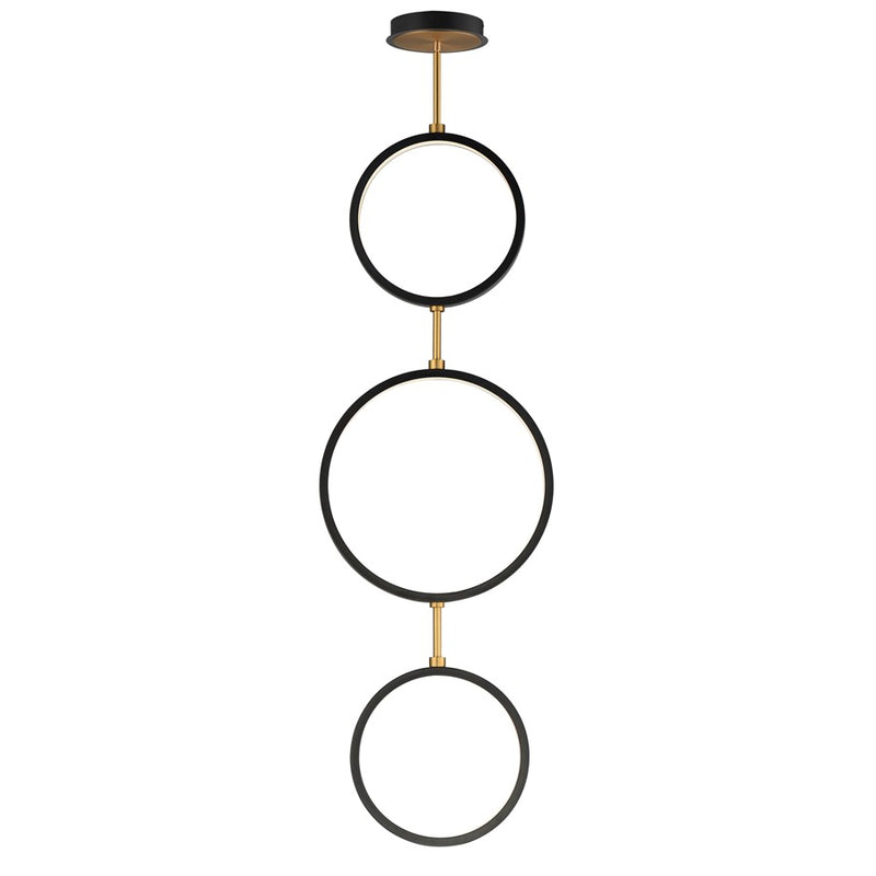 ET2 Lighting Hoopla 3-Light LED Pendant, Black/Gold