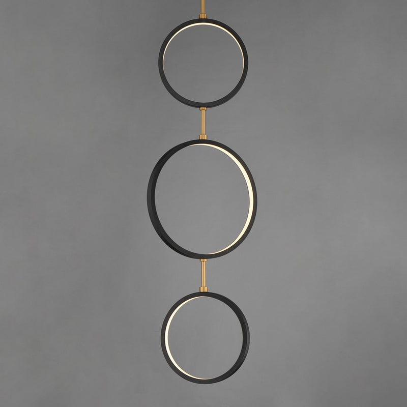 ET2 Lighting Hoopla 3-Light LED Pendant, Black/Gold