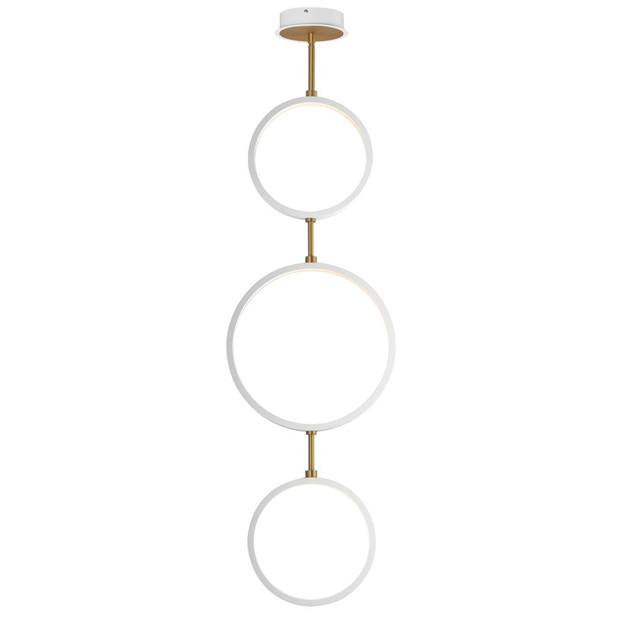 ET2 Lighting Hoopla 3-Light LED Pendant, White/Gold - E24321-WTGLD