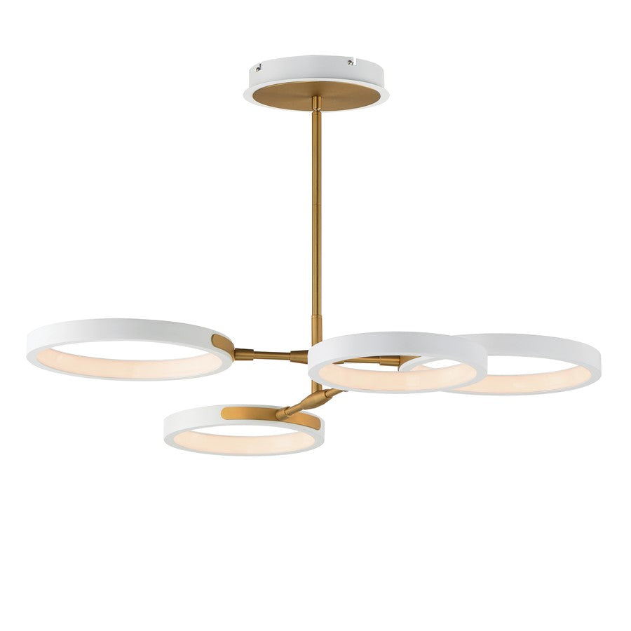 ET2 Lighting Hoopla 4-Light 33" LED Pendant, White/Gold - E24322-WTGLD