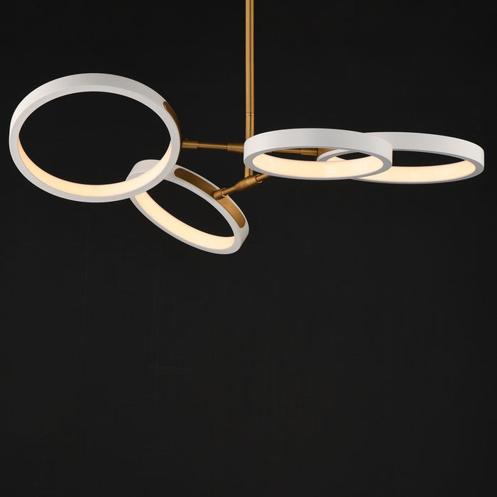 ET2 Lighting Hoopla 4-Light 33" LED Pendant, White/Gold