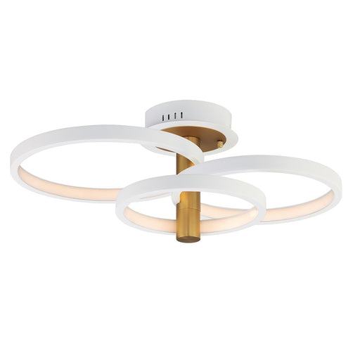 ET2 Lighting Hoopla 3-Light LED Semi Flush Mount, White/Gold - E24323-WTGLD