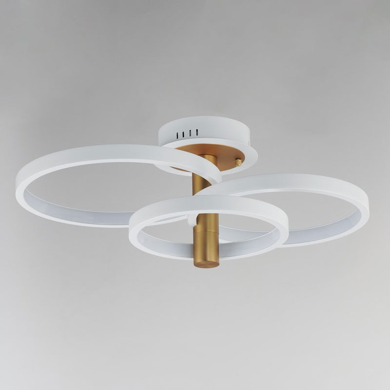 ET2 Lighting Hoopla 3-Light LED Semi Flush Mount, White/Gold