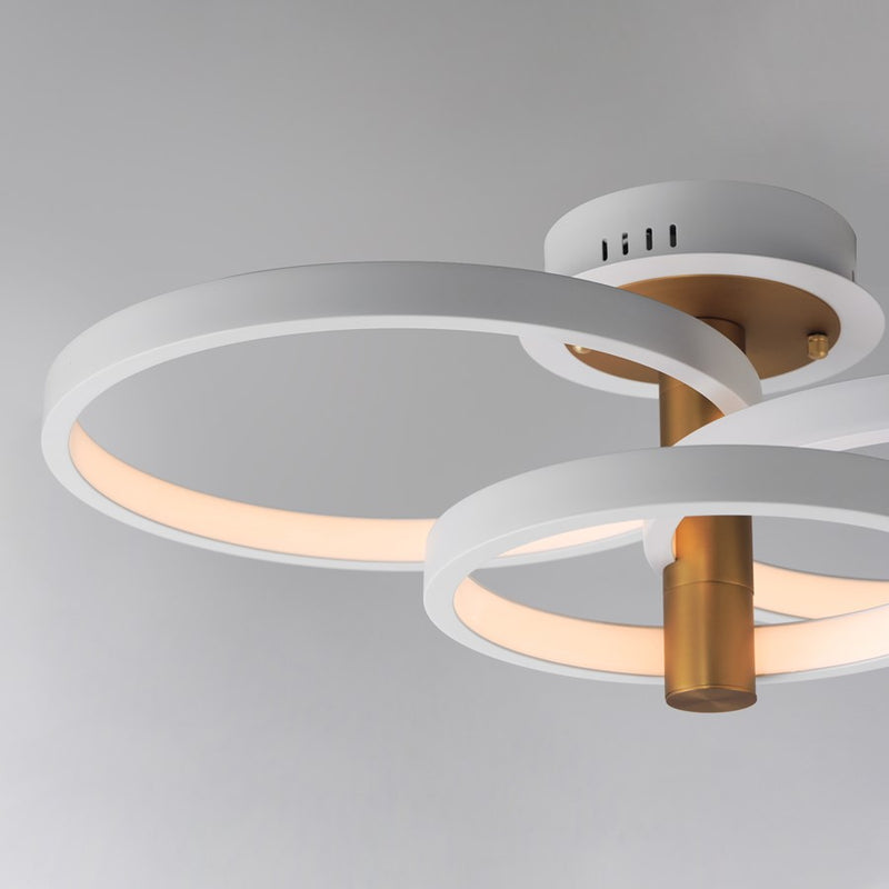 ET2 Lighting Hoopla 3-Light LED Semi Flush Mount, White/Gold