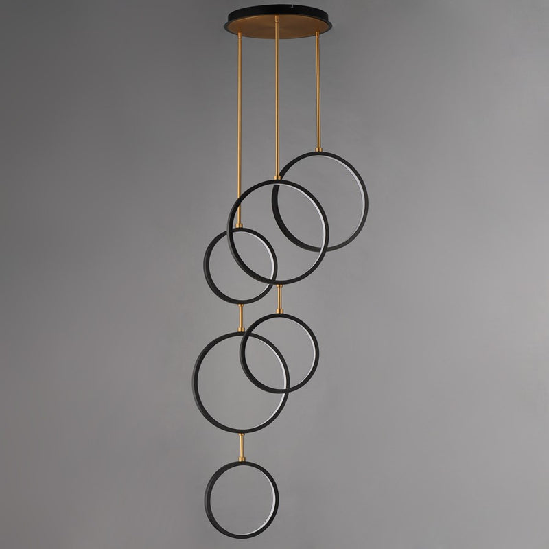 ET2 Lighting Hoopla 6-Light 25" LED Pendant, Black/Gold