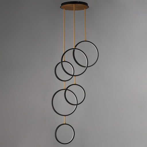 ET2 Lighting Hoopla 6-Light 25" LED Pendant, Black/Gold