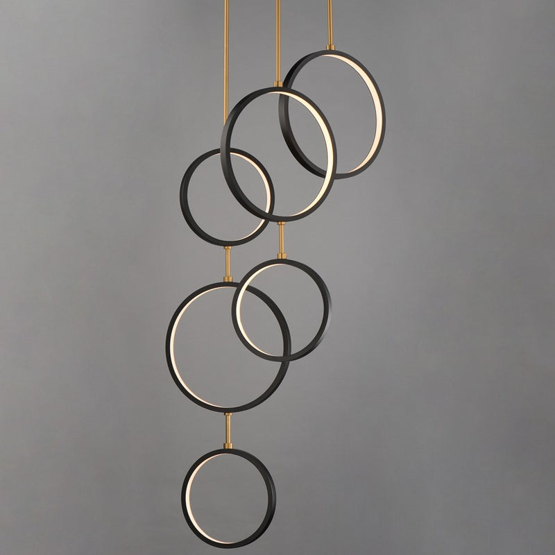 ET2 Lighting Hoopla 6-Light 25" LED Pendant, Black/Gold