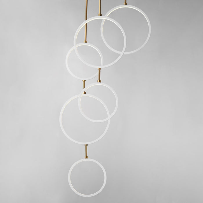 ET2 Lighting Hoopla 6-Light 25" LED Pendant, White/Gold