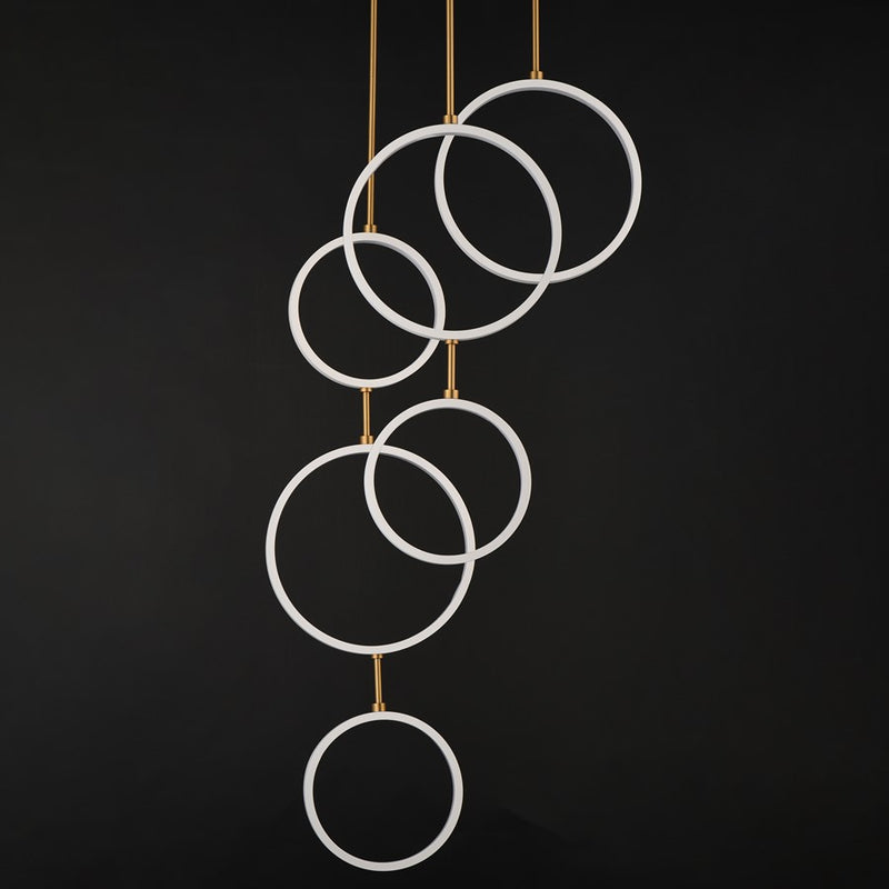 ET2 Lighting Hoopla 6-Light 25" LED Pendant, White/Gold