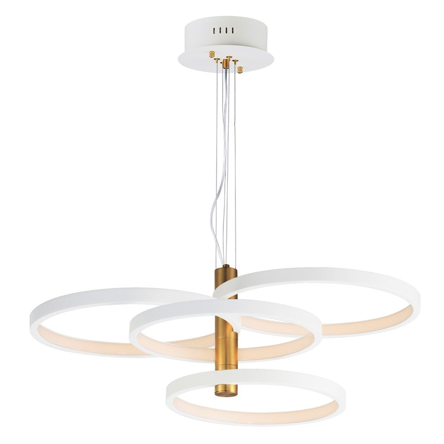 ET2 Lighting Hoopla 4-Light 30" LED Pendant, White/Gold - E24326-WTGLD