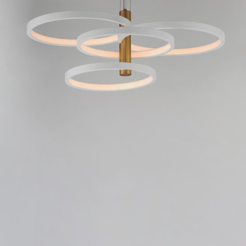 ET2 Lighting Hoopla 4-Light 30" LED Pendant, White/Gold
