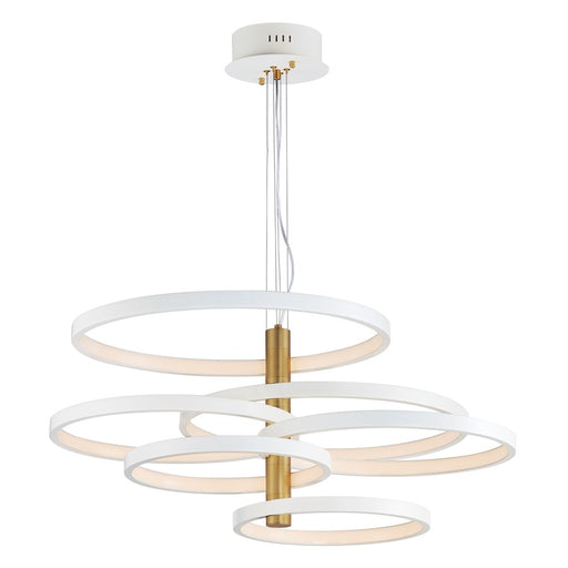 ET2 Lighting Hoopla 6-Light 38" LED Pendant, White/Gold - E24327-WTGLD