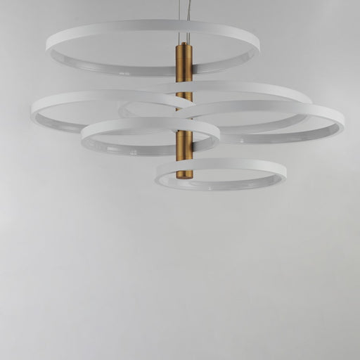 ET2 Lighting Hoopla 6-Light 38" LED Pendant, White/Gold