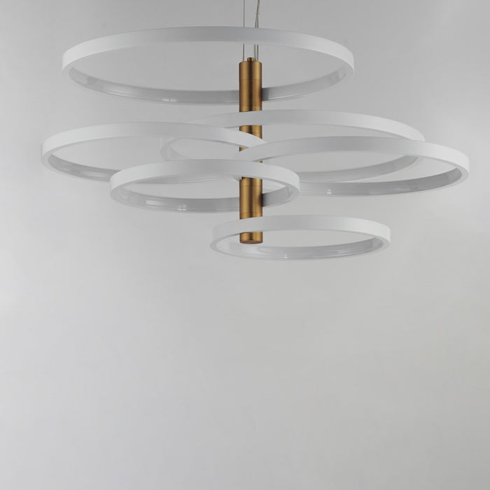 ET2 Lighting Hoopla 6-Light 38" LED Pendant, White/Gold
