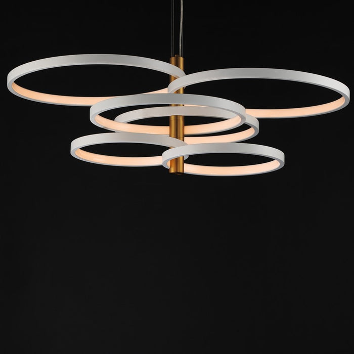 ET2 Lighting Hoopla 6-Light 38" LED Pendant, White/Gold