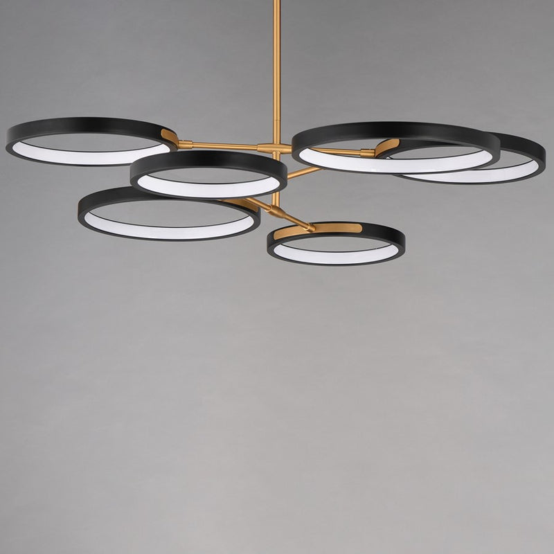 ET2 Lighting Hoopla 6-Light 47" LED Pendant, Black/Gold