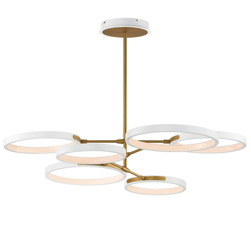 ET2 Lighting Hoopla 6-Light 47" LED Pendant, White/Gold