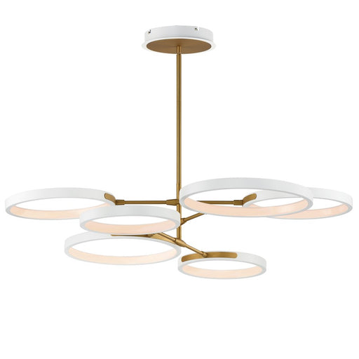 ET2 Lighting Hoopla 6-Light 47" LED Pendant, White/Gold - E24328-WTGLD