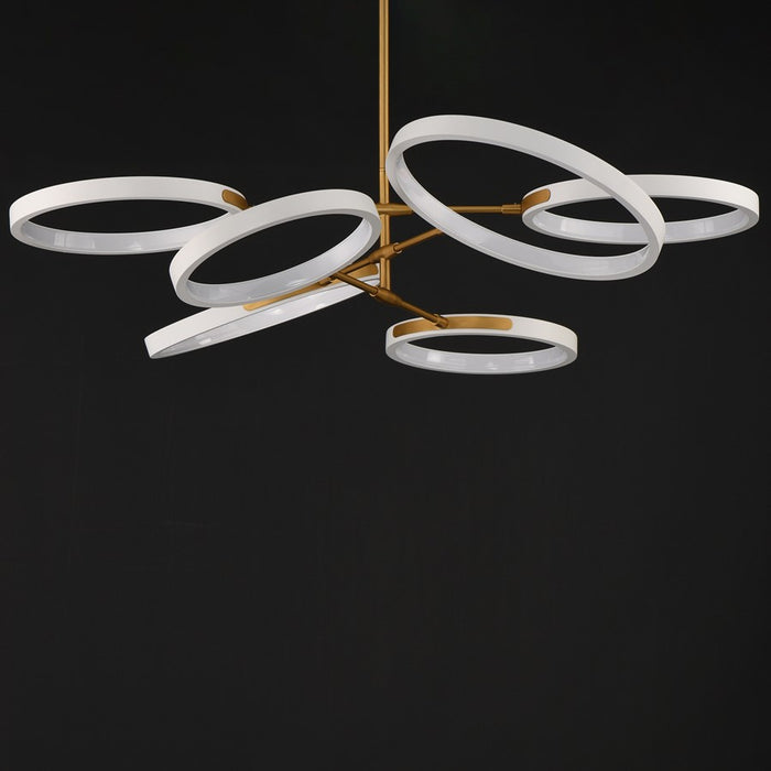 ET2 Lighting Hoopla 6-Light 47" LED Pendant, White/Gold