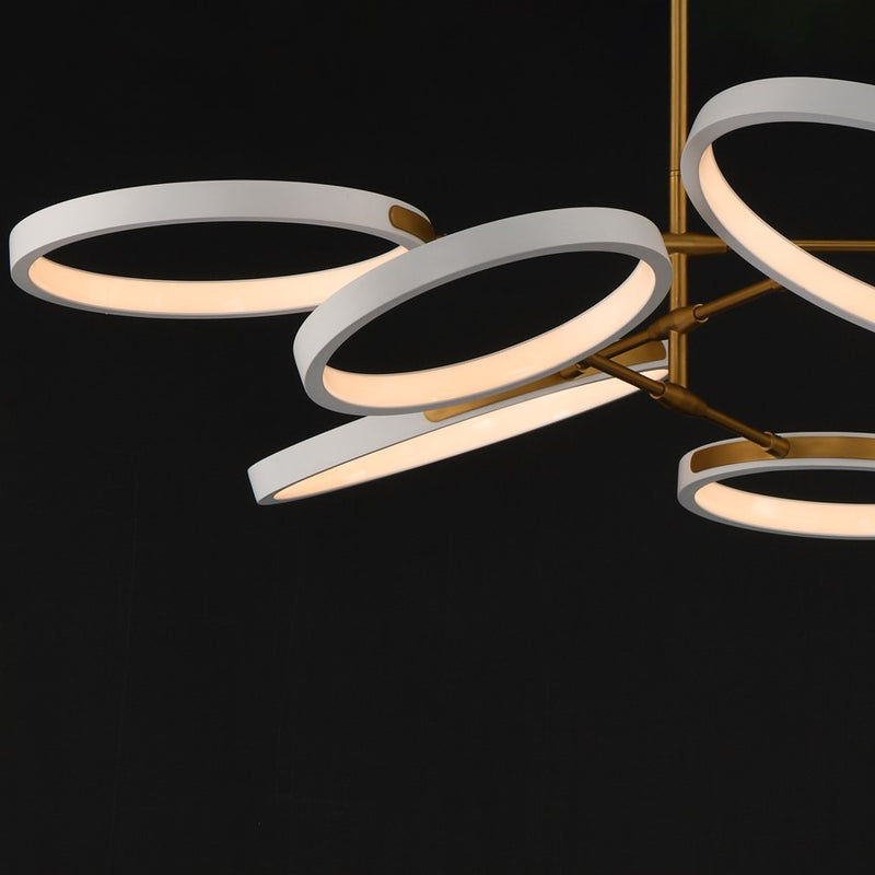 ET2 Lighting Hoopla 6-Light 47" LED Pendant, White/Gold