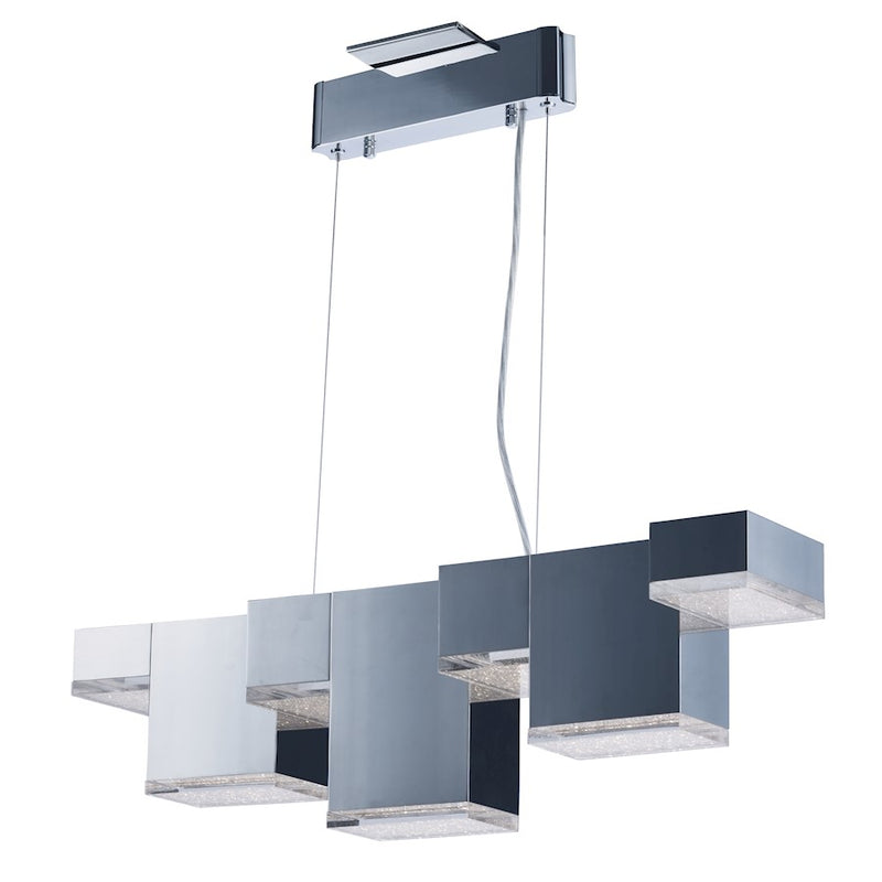 ET2 Lighting Pizzazz LED 7-Light Pendant, Chrome/Clear Ice
