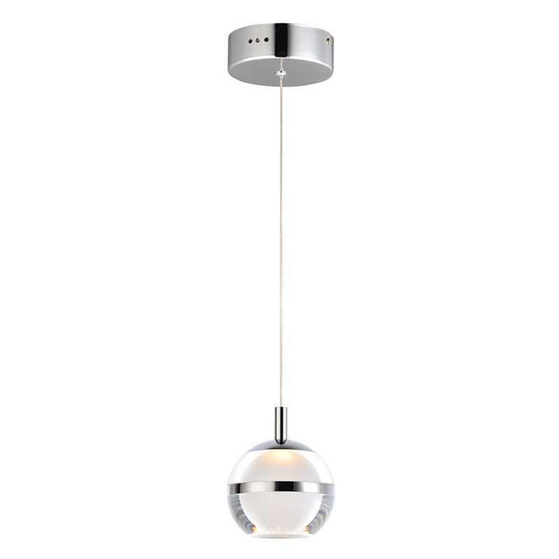 ET2 Lighting Swank 4.5in 1-Light Pendant | Modern Polished Chrome and Clear Acrylic | Kitchen Island & Dining Room | Model E24591-93PC