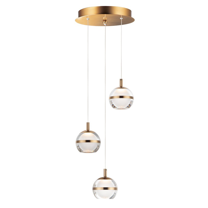 ET2 Lighting Swank LED 3-Light Pendant, Natural Aged Brass
