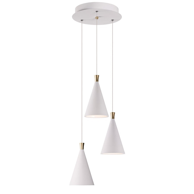ET2 Lighting Norsk 3 Light Pendant, White/Metallic Gold