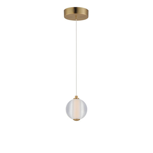 ET2 Lighting Rhythm 1 Light LED Pendant, Gold/Clear Ribbed - E24641-144GLD