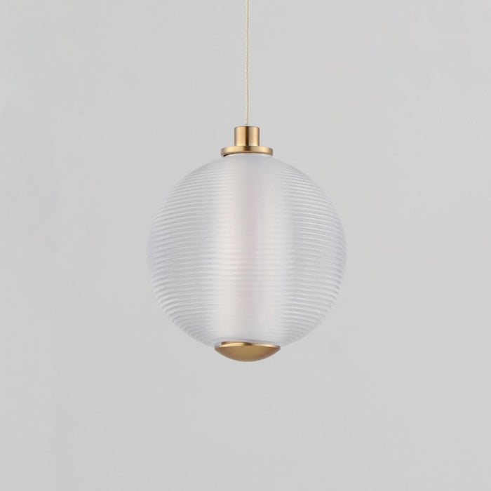 ET2 Lighting Rhythm 1 Light LED Pendant, Gold/Clear Ribbed