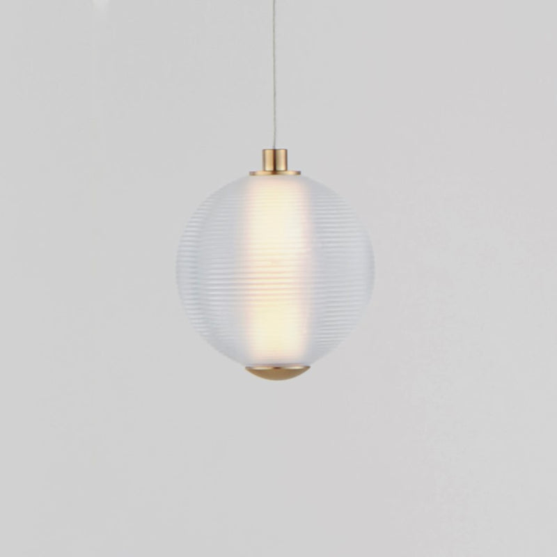 ET2 Lighting Rhythm 1 Light LED Pendant, Gold/Clear Ribbed