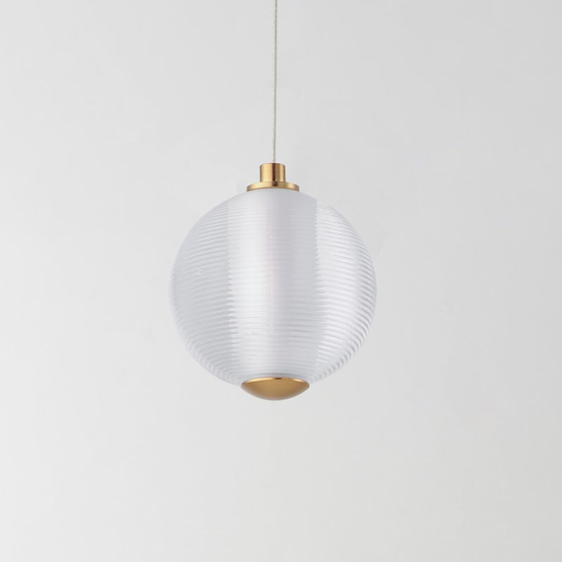 ET2 Lighting Rhythm 1 Light LED Pendant, Gold/Clear Ribbed