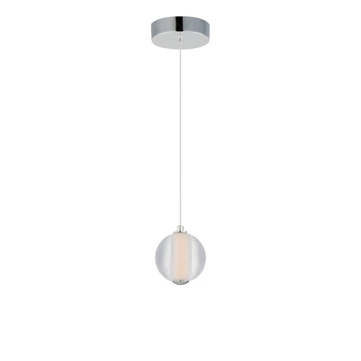 ET2 Lighting Rhythm 1 Light LED Pendant, Chrome/Clear Ribbed - E24641-144PC