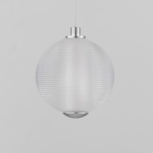 ET2 Lighting Rhythm 1 Light LED Pendant, Chrome/Clear Ribbed