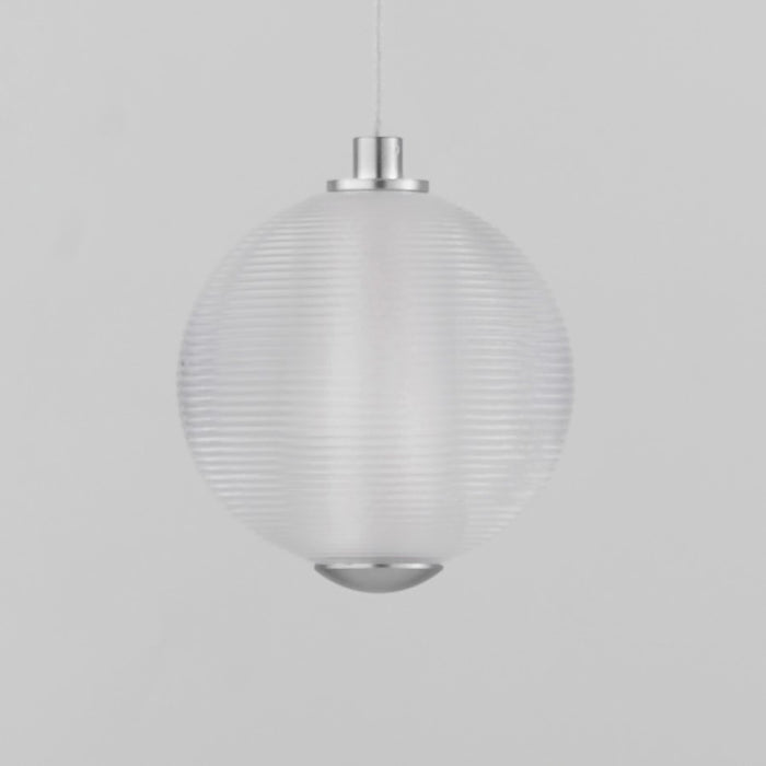 ET2 Lighting Rhythm 1 Light LED Pendant, Chrome/Clear Ribbed