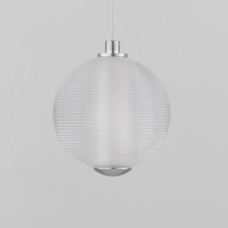 ET2 Lighting Rhythm 1 Light LED Pendant, Chrome/Clear Ribbed