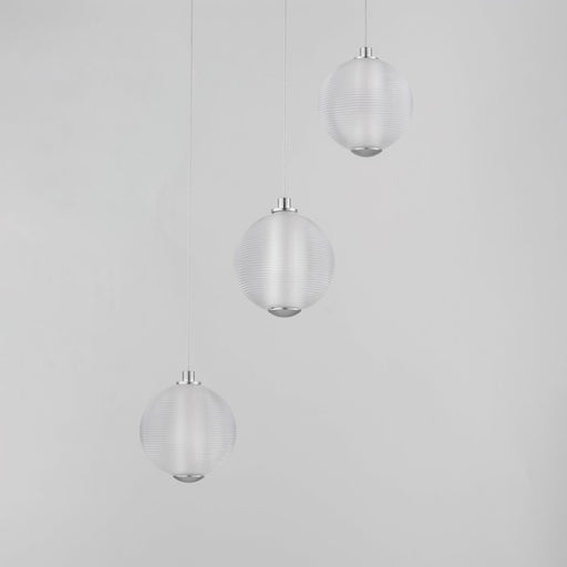 ET2 Lighting Rhythm 3 Light LED Pendant, Chrome/Clear Ribbed