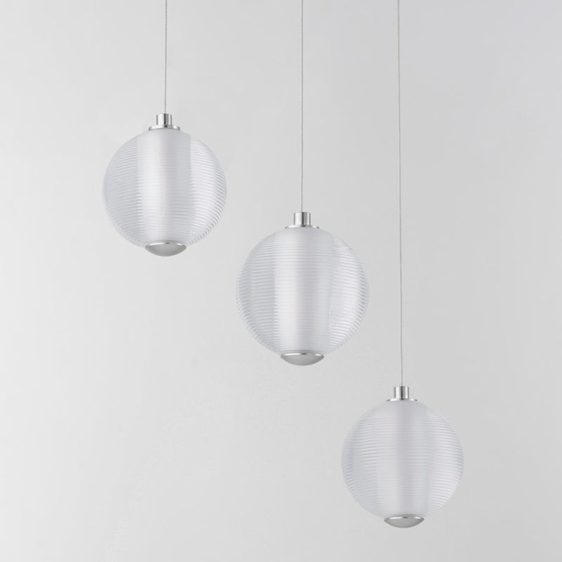 ET2 Lighting Rhythm 3 Light LED Pendant, Chrome/Clear Ribbed