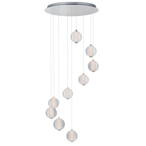 ET2 Lighting Rhythm 9 Light LED Pendant, Chrome/Clear Ribbed - E24646-144PC