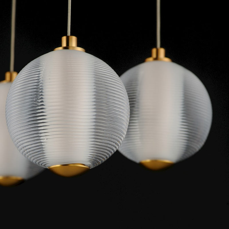 ET2 Lighting Rhythm 10 Light LED Pendant, Gold/Clear Ribbed