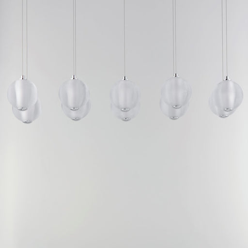 ET2 Lighting Rhythm 10 Light LED Pendant, Chrome/Clear Ribbed