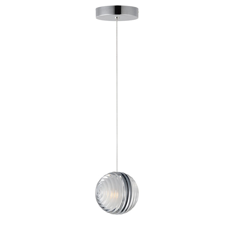 ET2 Lighting Pulse 1Lt 4.75" LED Pendant, Chrome/Clear Acrylic