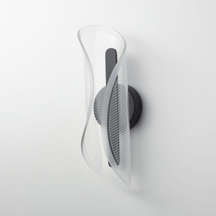 ET2 Lighting Manta 1Lt 17" LED Wall Sconce, Black/Clear Ribbed