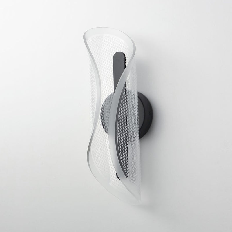 ET2 Lighting Manta 1Lt 17" LED Wall Sconce, Black/Clear Ribbed