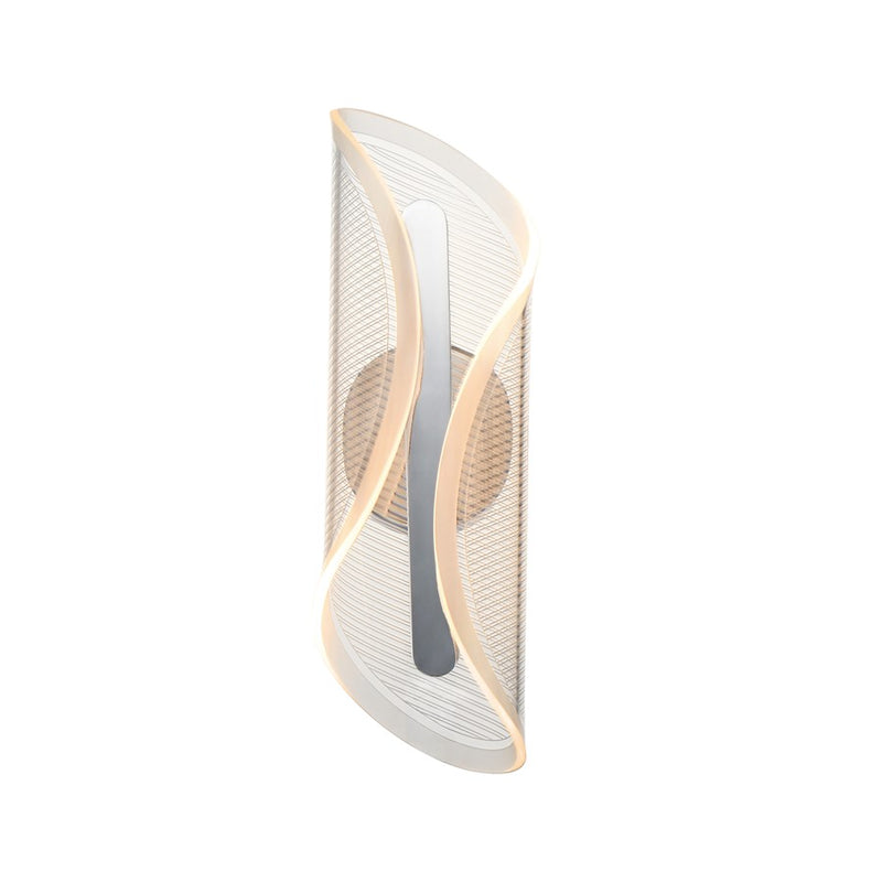 ET2 Lighting Manta 1Lt 17" LED Wall Sconce, Chrome/Clear Ribbed