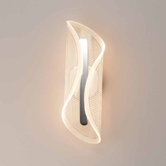 ET2 Lighting Manta 1Lt 17" LED Wall Sconce, Chrome/Clear Ribbed