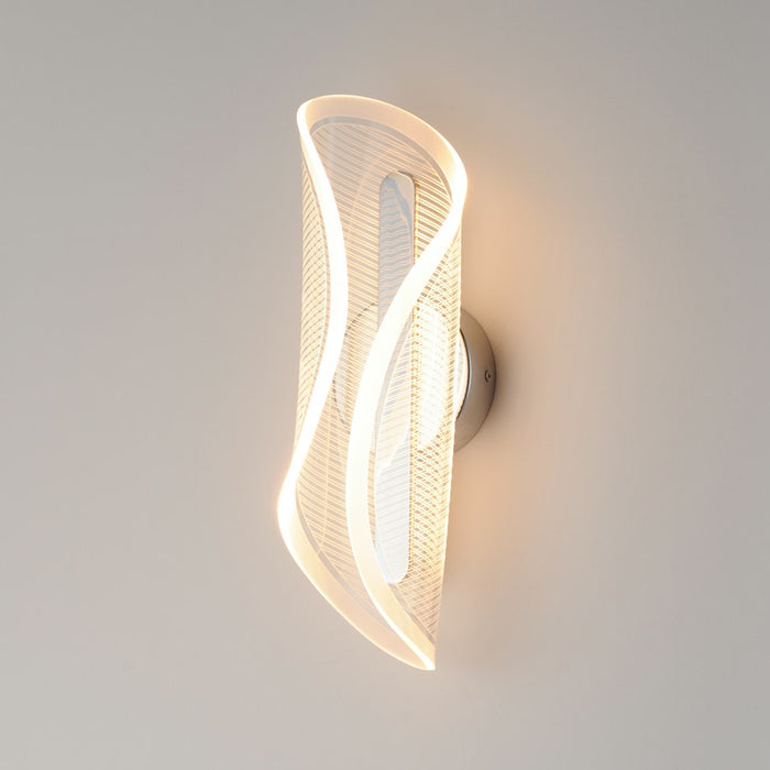 ET2 Lighting Manta 1Lt 17" LED Wall Sconce, Chrome/Clear Ribbed